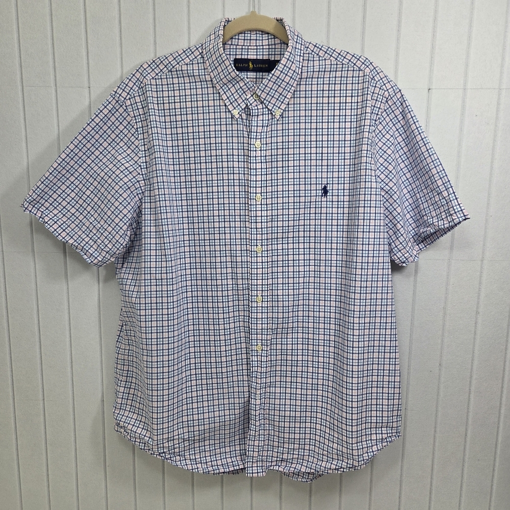 Ralph Lauren Multicolor Plaid Cotton Casual Short Sleeve Button Down Shirt XL